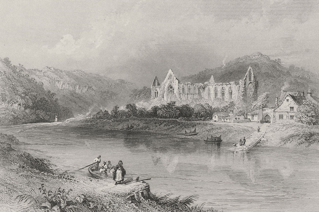 WALES. The ferry at Tintern-Bartlett c1860 old antique vintage print picture
